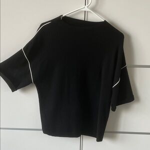 NWOT Black Women's Top with White Accents